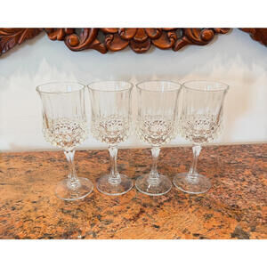 Vintage Cristal d'Arques Durand Longchamp Wine Glasses Set of 4  24% Lead